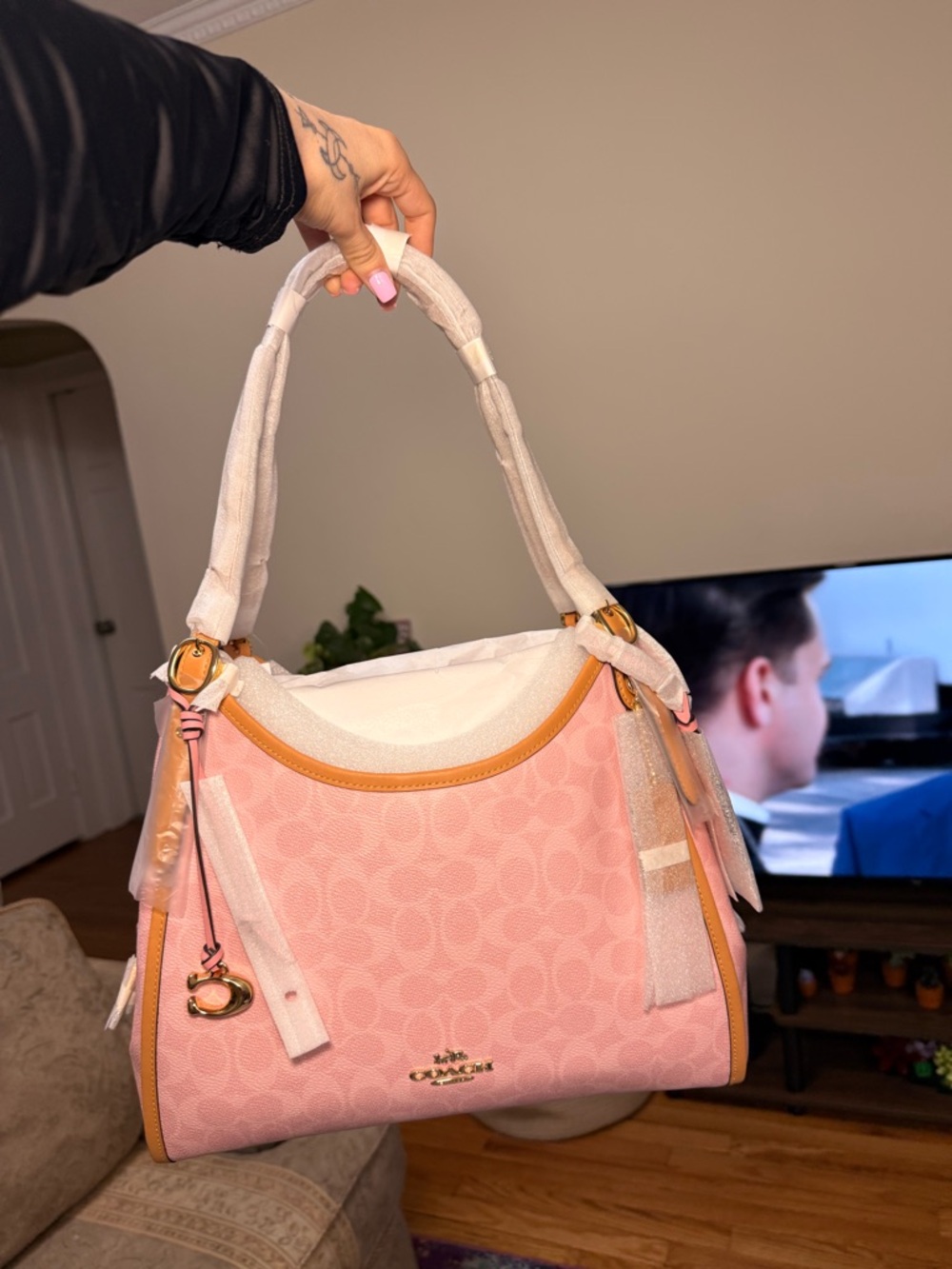 ** SOLD ** Coach Powder Pink Signature Erin Shoulder Bag